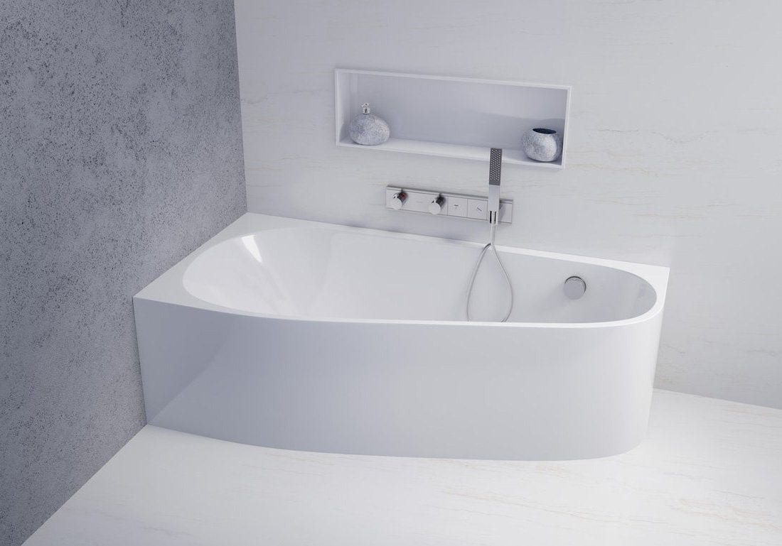 PROJECTA MONOLITH  156 x 77 x 60 cm Premium Left & Right-Side Acrylic Bathtub with Monolithic Construction – by Polysan