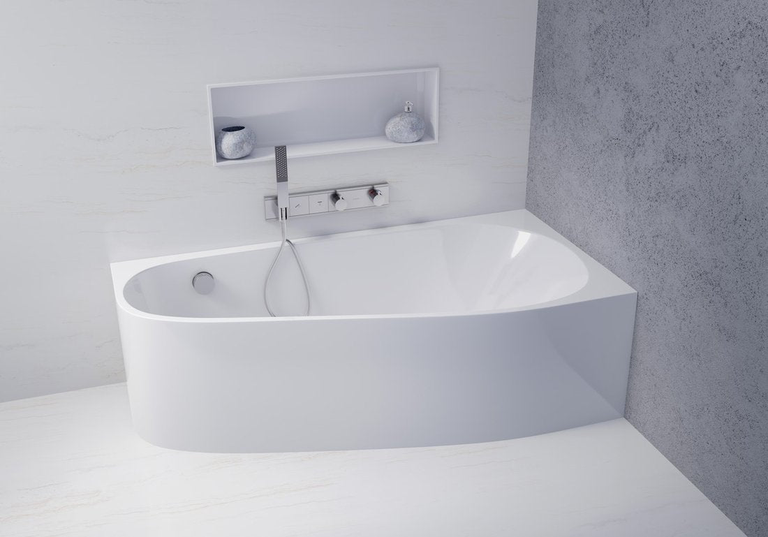 PROJECTA MONOLITH  156 x 77 x 60 cm Premium Left & Right-Side Acrylic Bathtub with Monolithic Construction – by Polysan